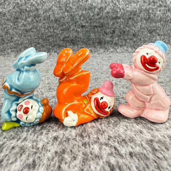 ✅7- VTG Ceramic Clown Figurines Hand-Painted Colorful Designs Collectibles Japan - Picture 2 of 9